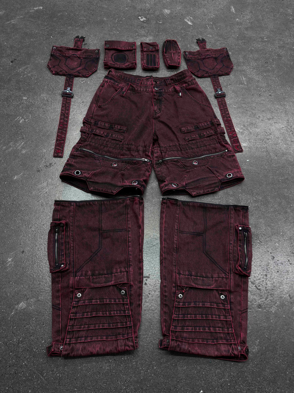 "SPIRAL" Cargo Pants (Red)
