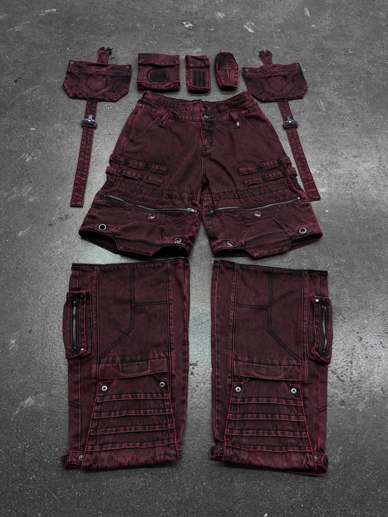 "SPIRAL" Cargo Pants (Red)