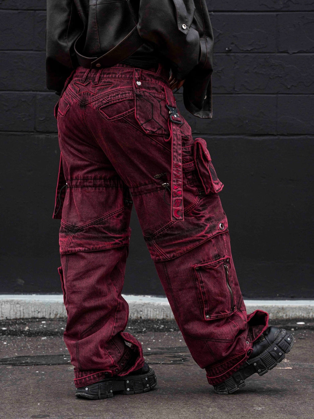 "SPIRAL" Cargo Pants (Red)