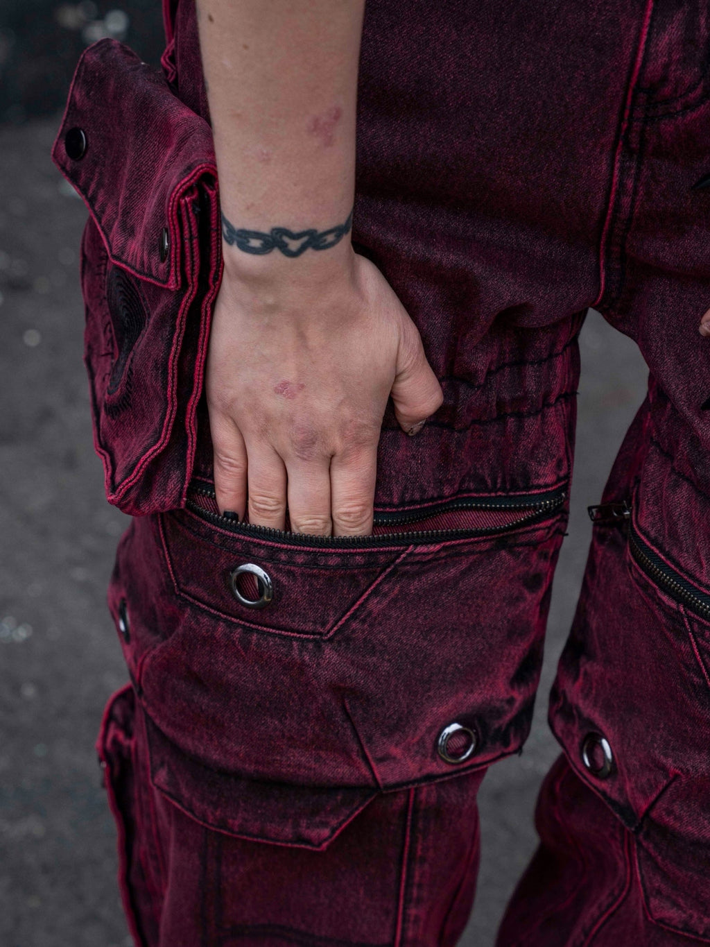 "SPIRAL" Cargo Pants (Red)