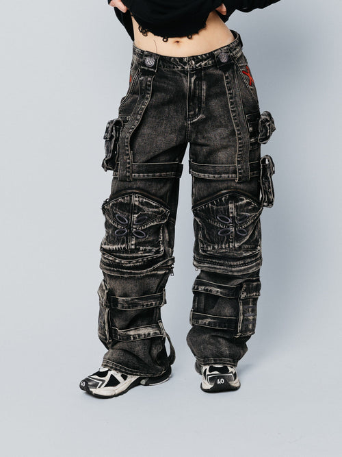 "ACADEMY" Cargo Pants Black