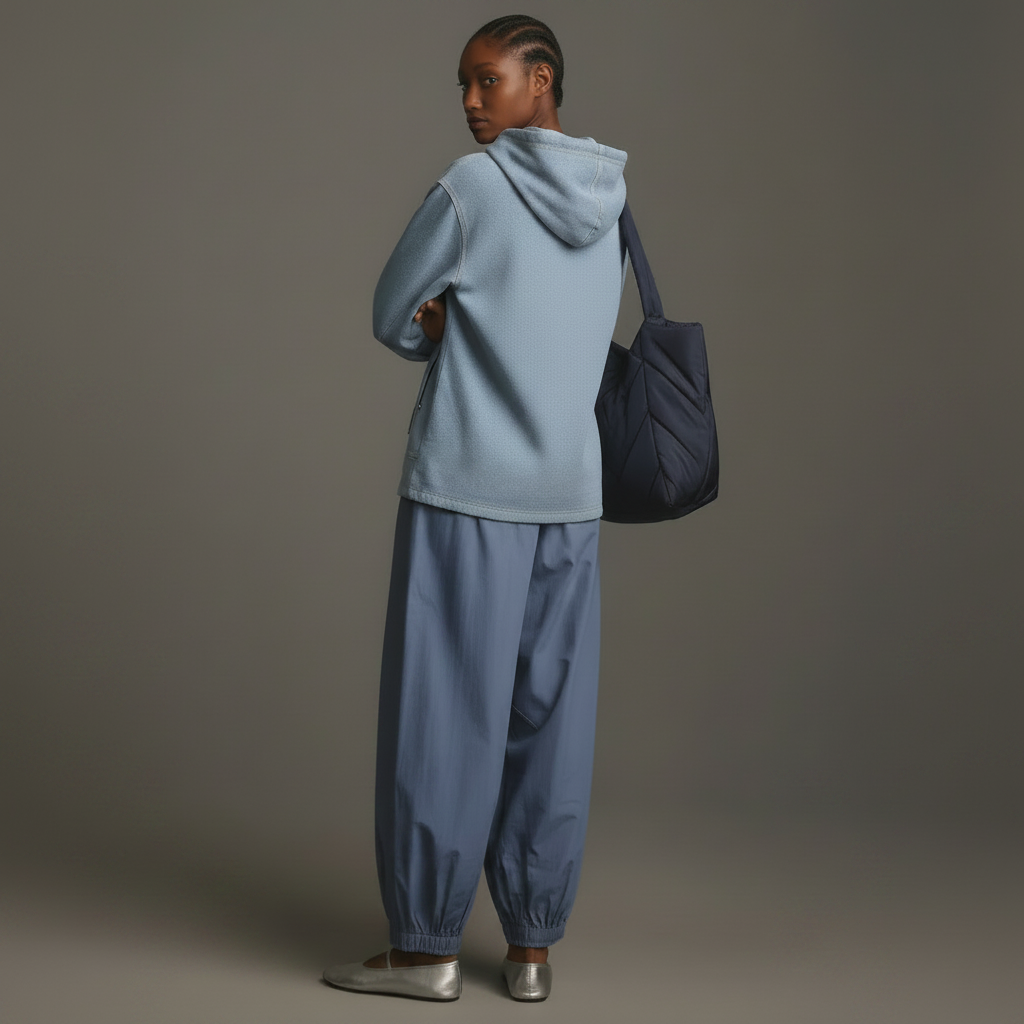 Women's Denim Hoodie with Pet Pouch - Cute Dog Apparel