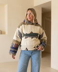 Patchwork Fish Applique Quilted Hooded Jacket