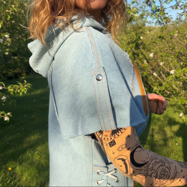 Blue Women's Denim Vest with Built-In Pet Carrier
